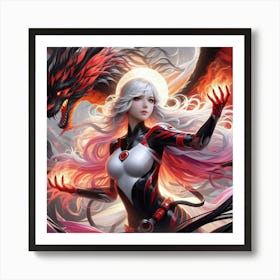 Girl With A Dragon 2 Art Print