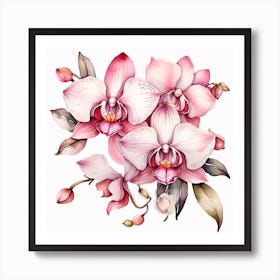 Pattern with pink Orchid flowers 1 Art Print