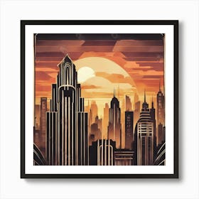 Deco Cityscape 2 Art Print