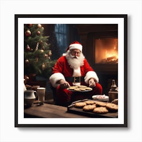 Santa Claus Eating Cookies 6 Art Print