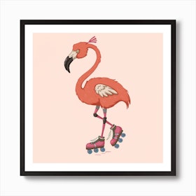 Rollerskate Flamingo Art Print by Coco Deparis - Fy