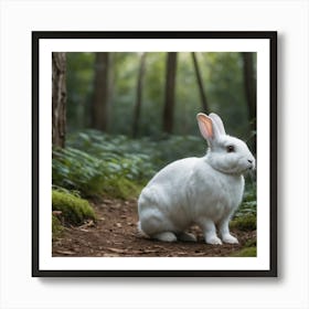 White Rabbit In The Forest Art Print