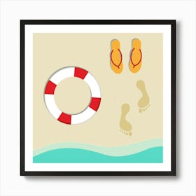 Beach Billboard Coast Feet Nature Flip Flop Hello Summer Holiday Ocean Art Print