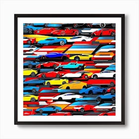 Line Of Sports Cars Art Print