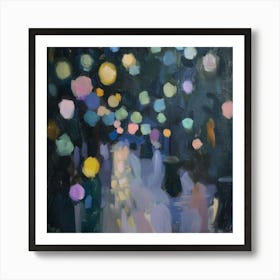 Street Lights At Night Art Print