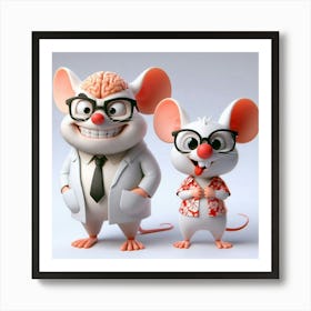 Two Mice In Glasses Art Print