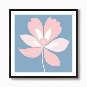 A White And Pink Flower In Minimalist Style Square Composition 552 Art Print