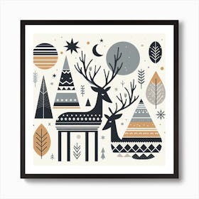 Scandinavian style, Deer Art Print