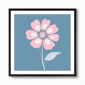 A White And Pink Flower In Minimalist Style Square Composition 155 Art Print