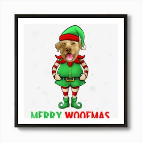 Funny Labrador Retriever Elf Merry Woof Mas Christmas Pajama Art Print