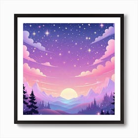 Sky With Twinkling Stars In Pastel Colors Square Composition 121 Art Print