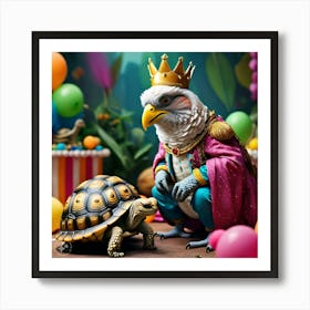 The King Of The Birds Scolding Tortoise With A Firm But Fair Expression In The Party (2) Art Print