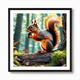 Squirrel In The Forest 350 Art Print