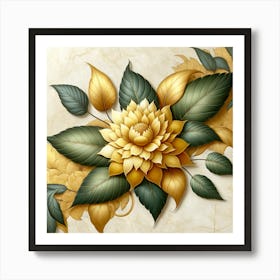 Gold Flower Painting Art Print