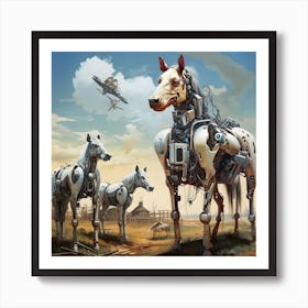 Surreal Cyborg Cows On A Farm Ai Art Depot 16 Art Print