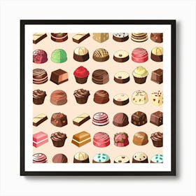 Sweets And Chocolates Seamless Pattern Art Print