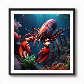 Lobster In The Sea Art Print