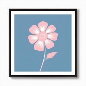 A White And Pink Flower In Minimalist Style Square Composition 572 Art Print