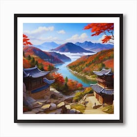 Korean beautiful Village landscape Art Print