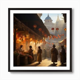 Chinese Market Art Print