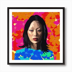 Asian Woman With Flowers Art Print