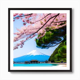 Cherry Blossoms On The Beach Art Print