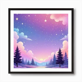 Sky With Twinkling Stars In Pastel Colors Square Composition 53 Art Print