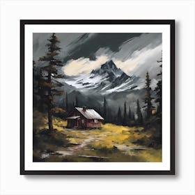 Cabin In The Mountains Art Print