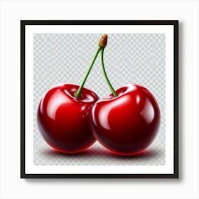 Cherry On A Transparent Background Art Print