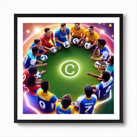 Soccer Players In A Circle Art Print
