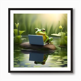 Rog Learning From Computer Sitting On Pond Art Print