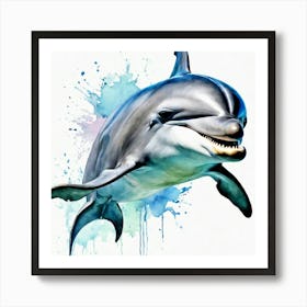 Dolphin Watercolor 2 Art Print