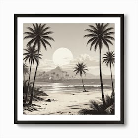 Palm Trees On The Beach 7 Art Print