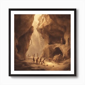 Caves Of The Ancients Stone Age Cave Paintings ( Bohemian Design ) Art Print