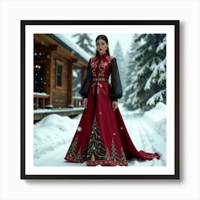 Russian Woman In Red Dress 1 Art Print