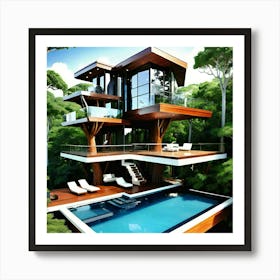 Tree House In The Jungle 1 Art Print