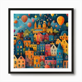 Hot Air Balloons In The Sky Art Print