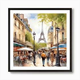 Paris Cafes.Cafe in Paris. spring season. Passersby. The beauty of the place. Oil colors.5 Art Print