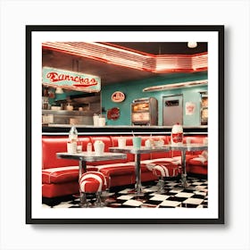 Retro Bites Burgers And Shakes At The Nostalgic Diner Delight Art Print