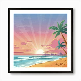 Sunset At The Beach Art Print