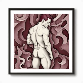 Sexy Man in burgundy color Art Print