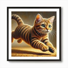 Cat Running Art Print