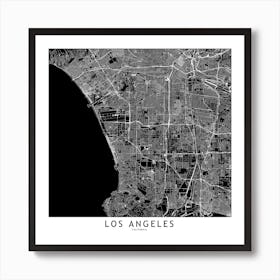 Los Angeles Black And White Map Square Art Print