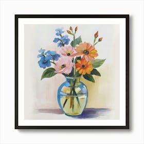 Bouquet of flowers inside a vase. Abstract artistic drawing 10 Art Print