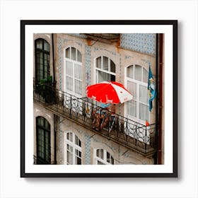 The Balcony Life In Summer Porto Portugal Square Art Print