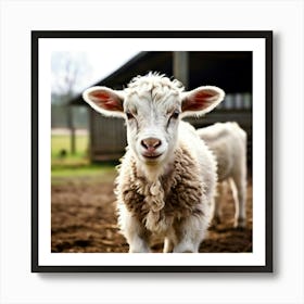 Baby Lamb On A Farm Art Print