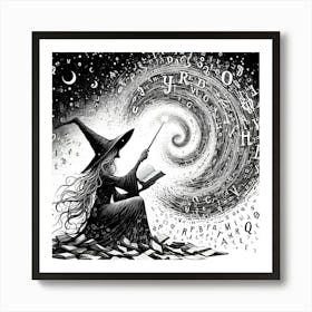 Witch Reading A Book Art Print