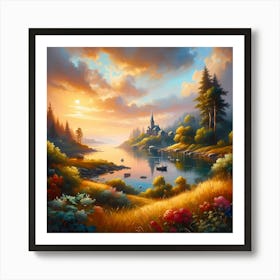 Sunset By The Lake 4 Art Print