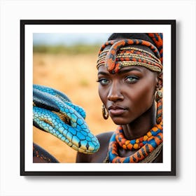 Ethiopian Woman With Snake Art Print