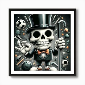 Skeleton In Top Hat 13 Art Print